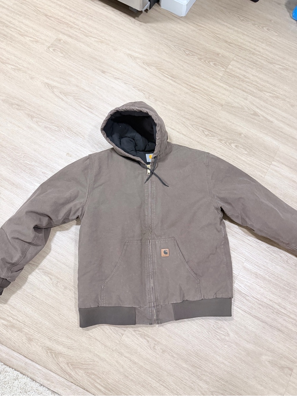 Carhartt canvas Brown Hooded Workwear Puffer Jacket